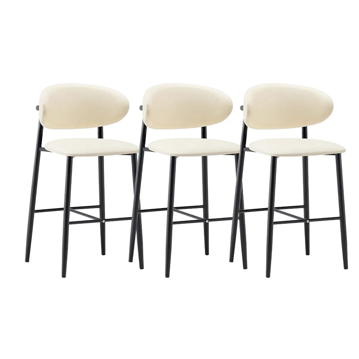 Juego de taburetes de Bar para Isla de Cocina (1/2/3/4 Unidades), Altura de mostrador, con Respaldo ergonómico de Cuero sintético, Patas de Madera Maciza, fácil Montaje, Color Blanco.
