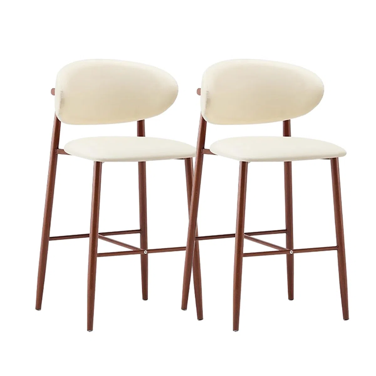Juego de taburetes de Bar Modernos tapizados de Altura de mostrador (1/2/3/4 Unidades) con Respaldo y reposapiés, Patas de Madera, Ideales para Islas de Cocina, cafeterías y comedores.