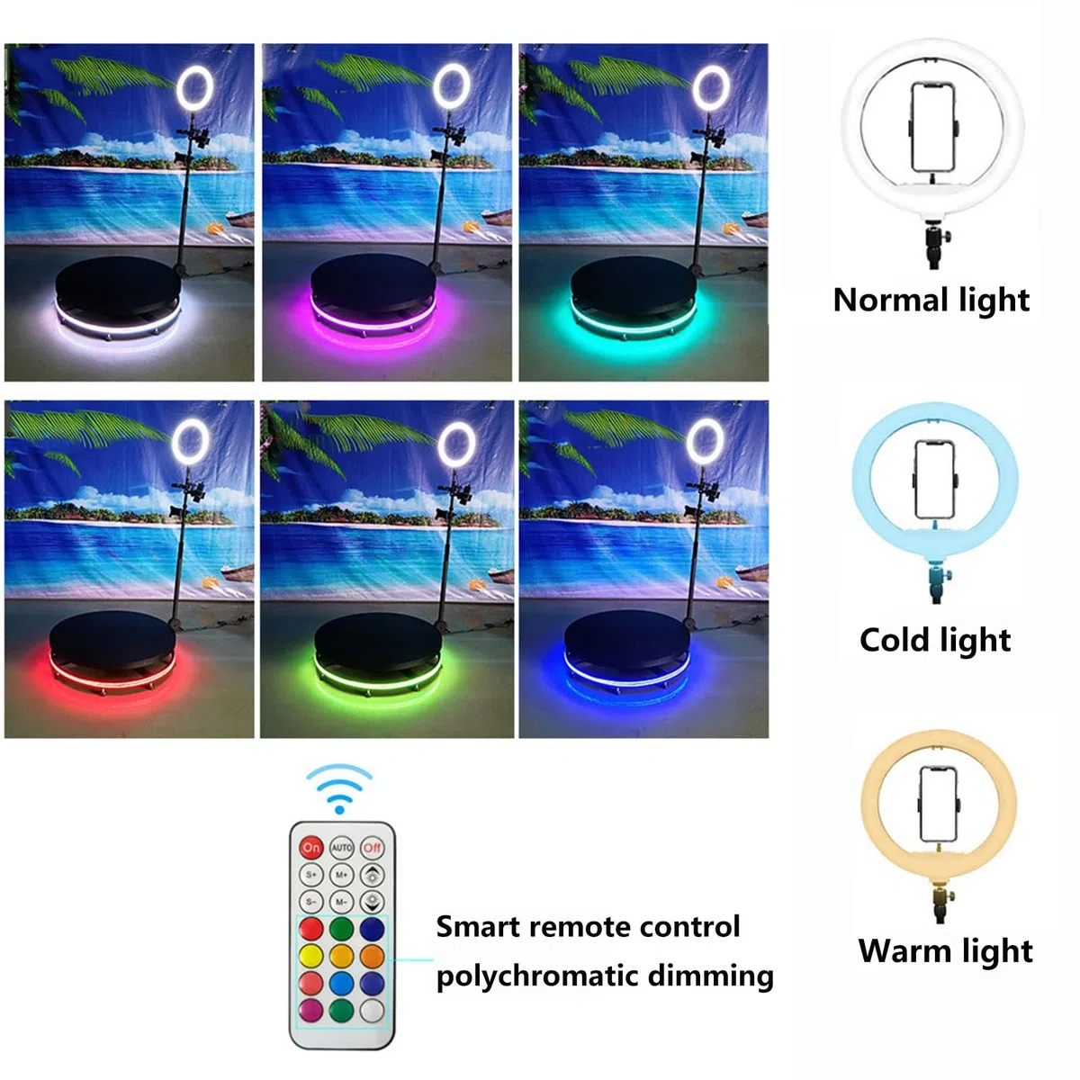 Máquina de fotomatón de 360 grados para fiestas, cabina automática de cámara de cámara de cámara lenta con anillo de luz y control remoto