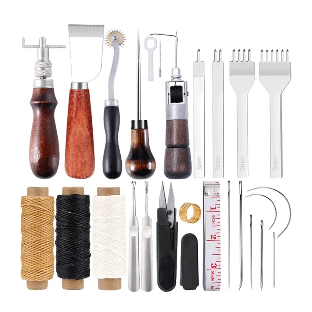 Kit De Herramientas Profesionales para Manualidades De Cuero, Kit De Reparación De Costura A Mano, Juego De Herramientas para Tallar Punzones De Costura