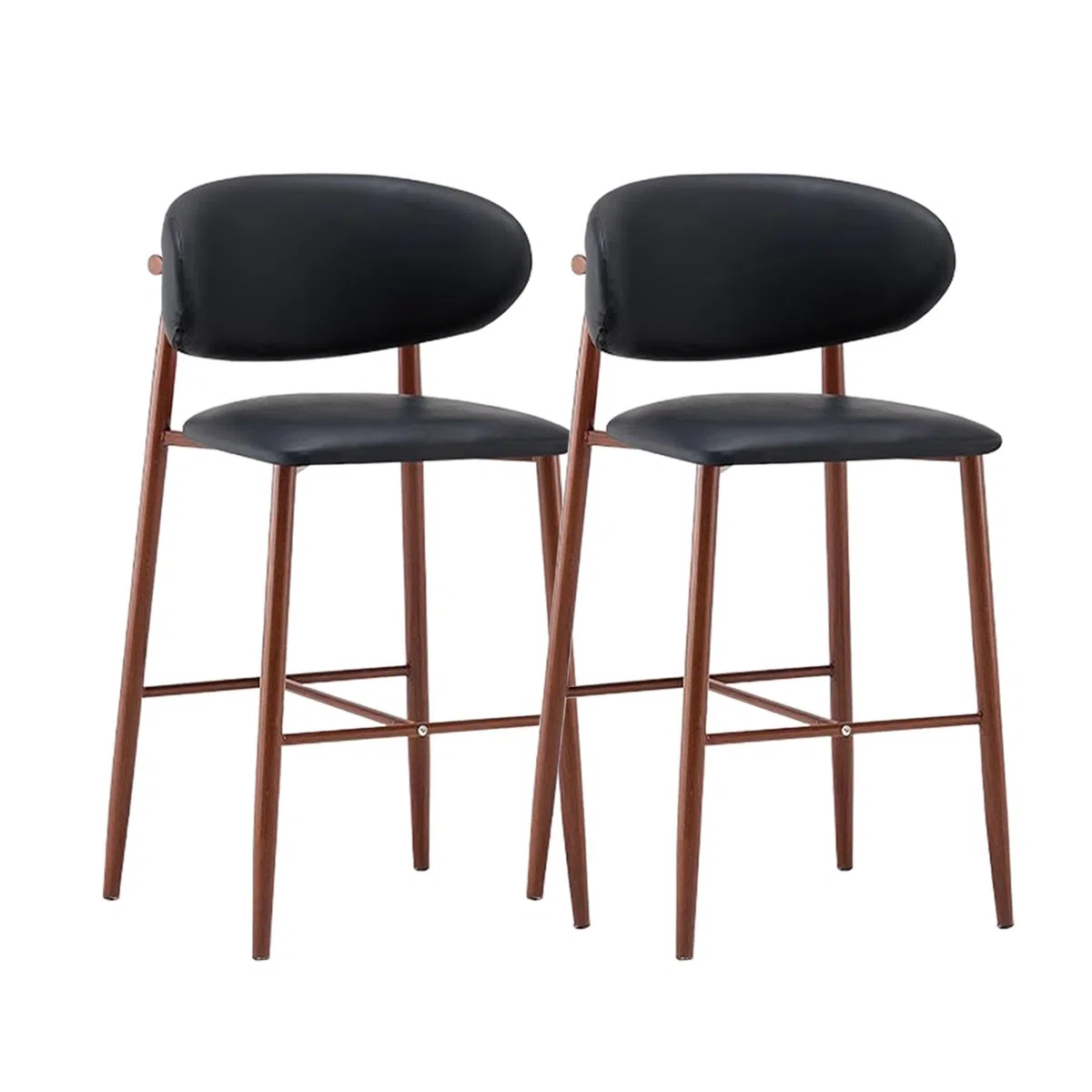 Juego de taburetes de Bar Modernos tapizados de Altura de mostrador (1/2/3/4 Unidades) con Respaldo y reposapiés, Patas de Madera, Ideales para Islas de Cocina, cafeterías y comedores.