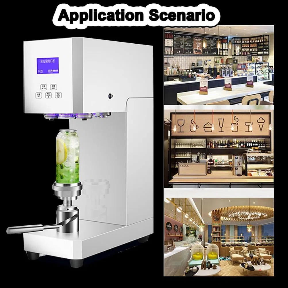 370W Sellador eléctrico de Lata, tapador Semi-Auto de la Taza de Lata para Aluminio y plástico.Sello De 4-6 SG, Conteo De Led, Construcción De Acero Inoxidable.Ideal para café, Restaurante, Uso en el