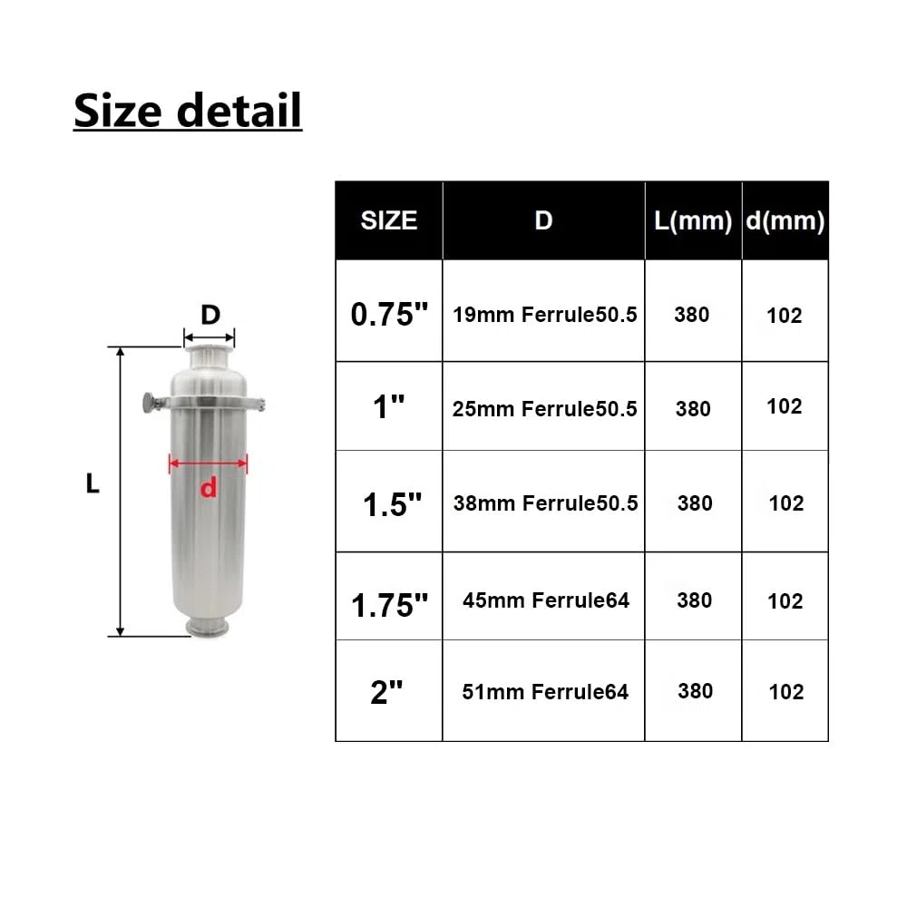 1 filtro sanitario de triple abrazadera para cerveza casera, vino, lácteos, conexión de triple abrazadera de 1 pulgada, ajuste de tubería de 25 mm (malla 120)