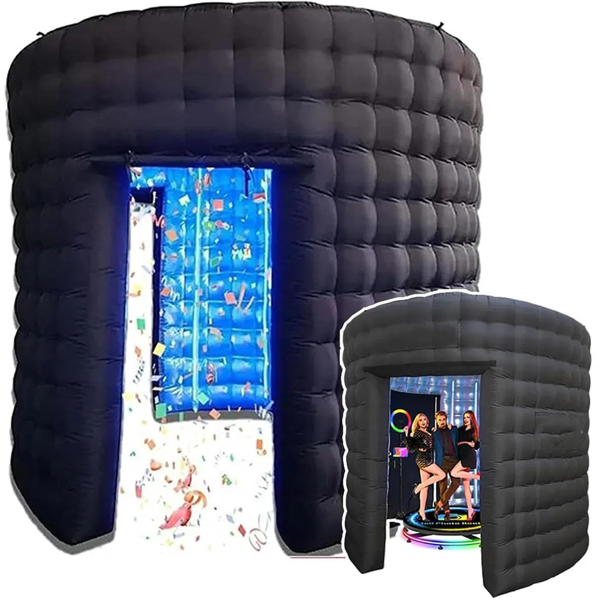 Caja Inflable para Fotomatón, Tienda De Campaña para Fotomatón, Máquina De Fotomatón 360, Telón De Fondo Interior con Luz LED, Fondo De Pared De 10 Pies, 3 Puertas+Cortina+soplador De Aire