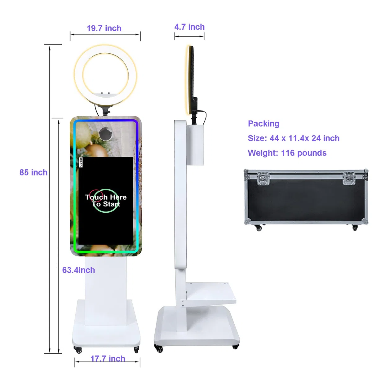 Cabina de Fotos con Espejo mágico, Pantalla táctil de 21,5 Pulgadas, DSLR, máquina de Selfies portátil para Eventos, Bodas, Fiestas, Navidad (Fotomatón con Espejo de 21,5")