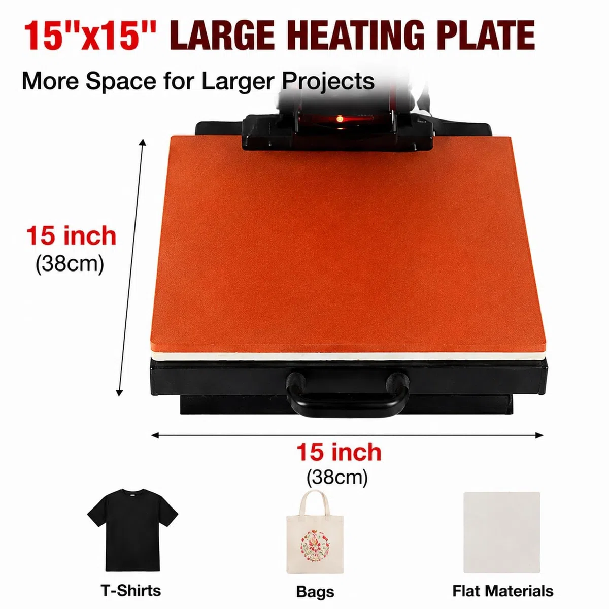 Prensa de Calor 38x38 cm con Pantalla LCD para Transferencia Textil
