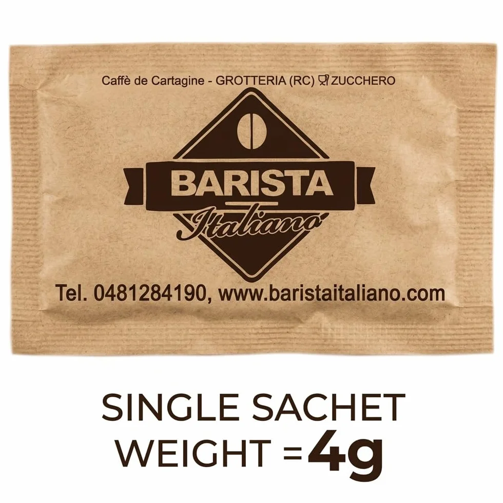 Barista Italiano - 1000 Sobres de Azúcar Moreno de 4g | Perfectos para una taza de café | Made in Italy