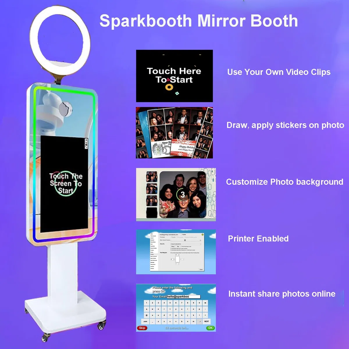 Cabina de Fotos con Espejo mágico, Pantalla táctil de 21,5 Pulgadas, DSLR, máquina de Selfies portátil para Eventos, Bodas, Fiestas, Navidad (Fotomatón con Espejo de 21,5")