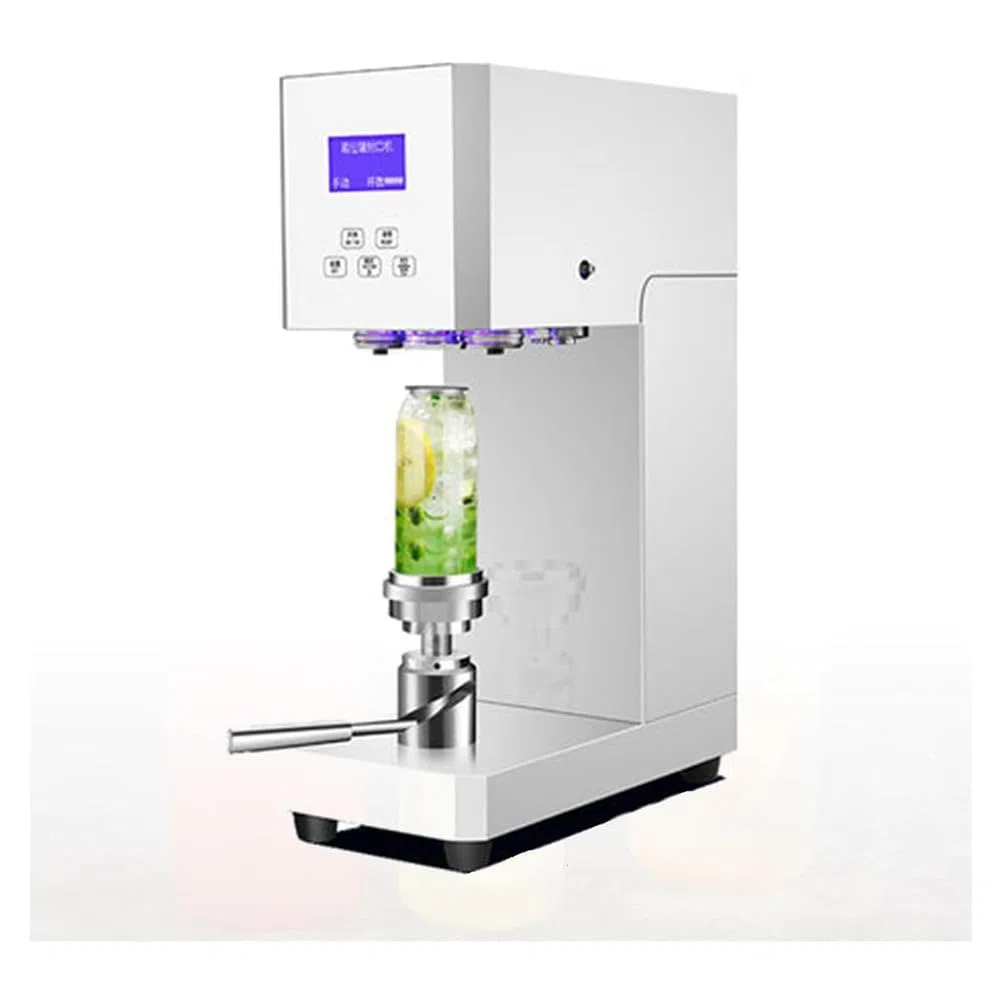 370W Sellador eléctrico de Lata, tapador Semi-Auto de la Taza de Lata para Aluminio y plástico.Sello De 4-6 SG, Conteo De Led, Construcción De Acero Inoxidable.Ideal para café, Restaurante, Uso en el