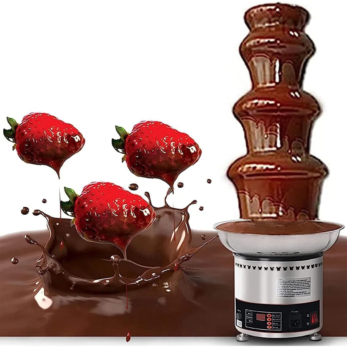 Máquina De Fuente De Chocolate. Máquina Comercial De Acero Inoxidable para Fundir Chocolate, con Capacidad para 4 Kg, Ideal para Fiestas, Restaurantes Y Bodas.,4