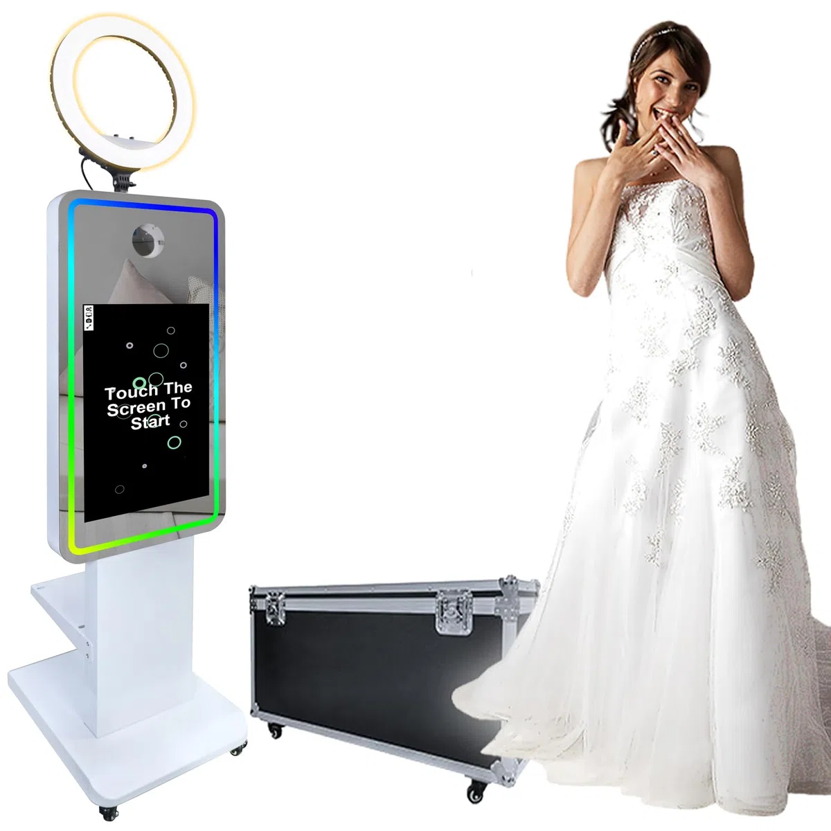 Cabina de Fotos con Espejo mágico, Pantalla táctil de 21,5 Pulgadas, DSLR, máquina de Selfies portátil para Eventos, Bodas, Fiestas, Navidad (Fotomatón con Espejo de 21,5")