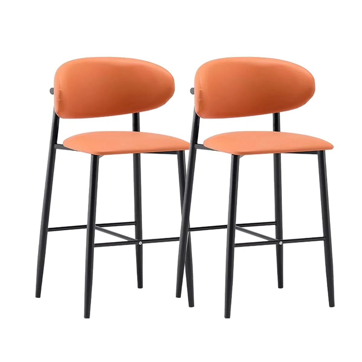 Juego de taburetes de Bar para Isla de Cocina (1/2/3/4 Unidades), Silla ergonómica de Altura de mostrador, Piel sintética, Patas de Madera, fácil Montaje, Color Naranja.