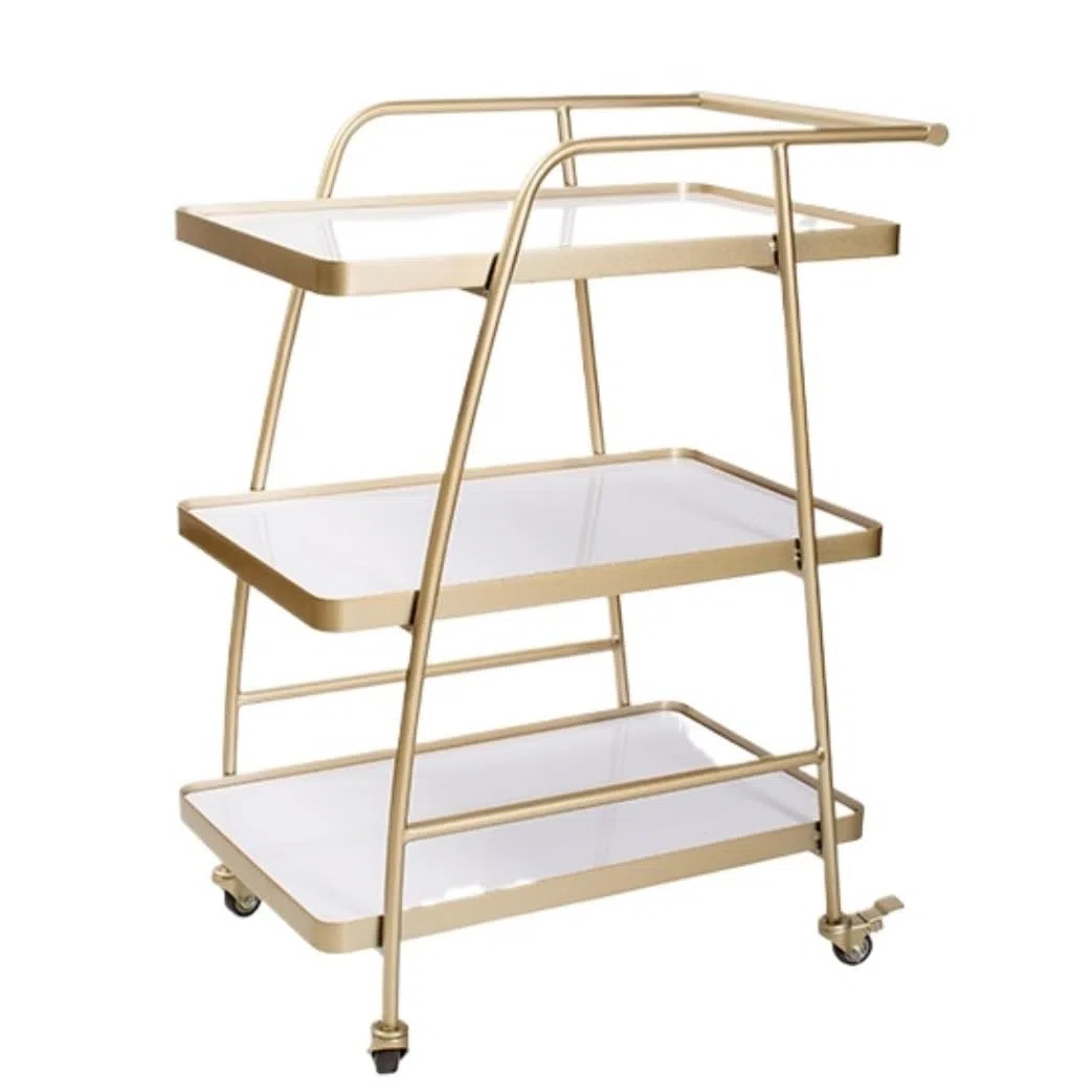 Carrito Auxiliar Carrito De Barra 3 Niveles, Servicio, con Ruedas, Almacenamiento Cocina, Aparador Estante de Cocina(B)