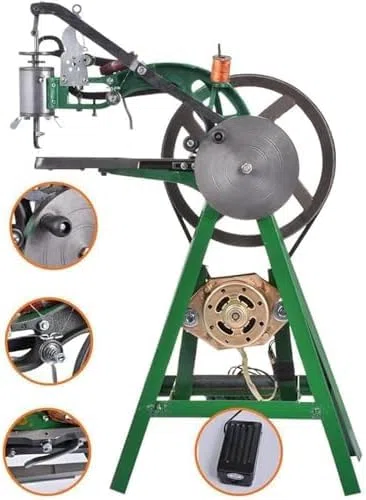 Máquina de coser eléctrica de alta resistencia de 220 V para reparación de calzado, cuero y telas, con soporte vertical para zapatos, bolsos y abrigos.