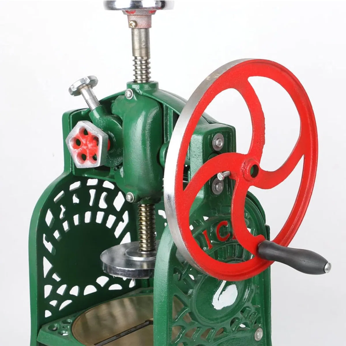 Máquina para hacer hielo picado, máquina manual para hacer hielo raspado con volante que ahorra mano de obra y patines de acero inoxidable, espesor ajustable y producción rápida 10S, sabor del(