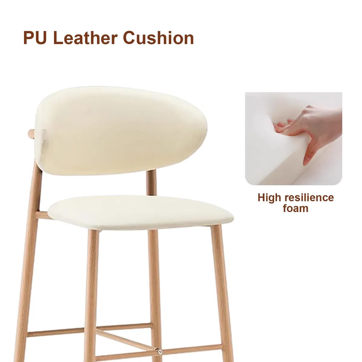 Juego de taburetes de Bar para Isla de Cocina (1/2/3/4 Unidades), Altura de mostrador, con Respaldo ergonómico de Cuero sintético, Patas de Madera Maciza, fácil Montaje, Color Blanco.