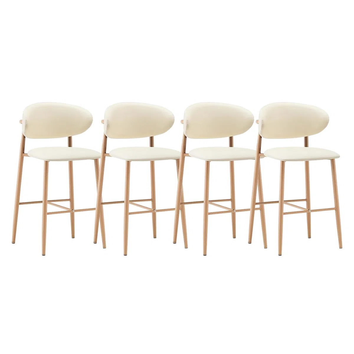 Juego de taburetes de Bar para Isla de Cocina (1/2/3/4 Unidades), Altura de mostrador, con Respaldo ergonómico de Cuero sintético, Patas de Madera Maciza, fácil Montaje, Color Blanco.