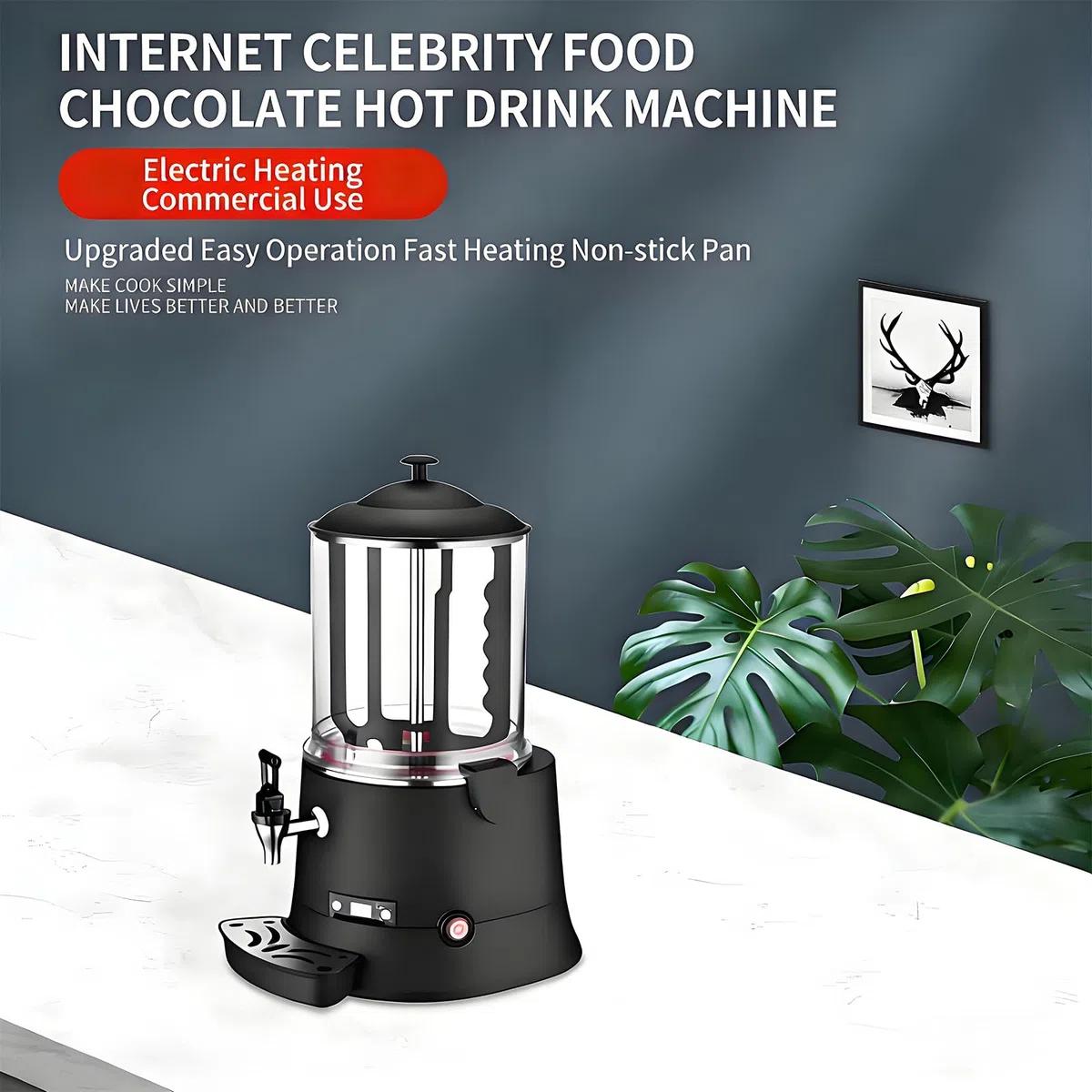 Chocolatera Profesional De 400w con FuncióN De Calentamiento Y Temperatura Regulable, Adecuada para Hoteles, Restaurantes, ChocolateríAs, Etc., Capacidad De 10l