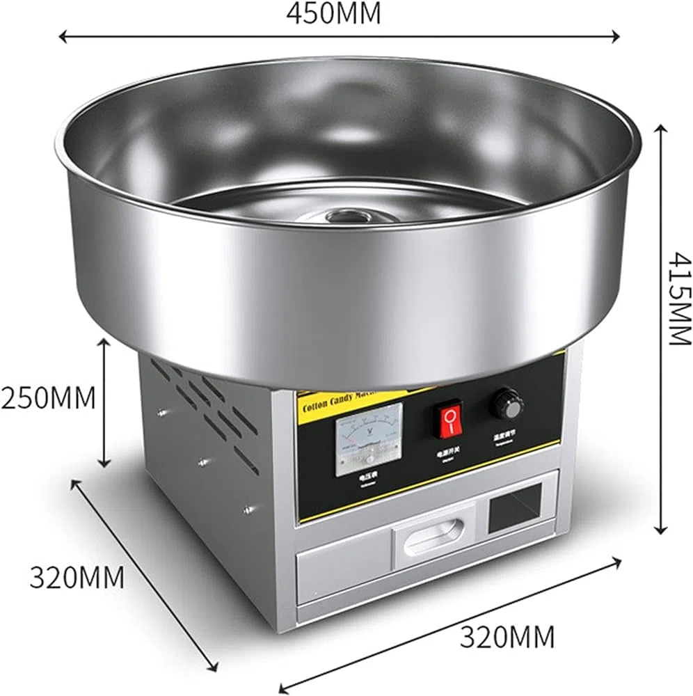 Máquina Comercial de algodón de azúcar de 1200 W, máquina Profesional para Hacer algodón de azúcar, máquina eléctrica para Hacer algodón de azúcar para Fiestas de cumpleaños (Silver)