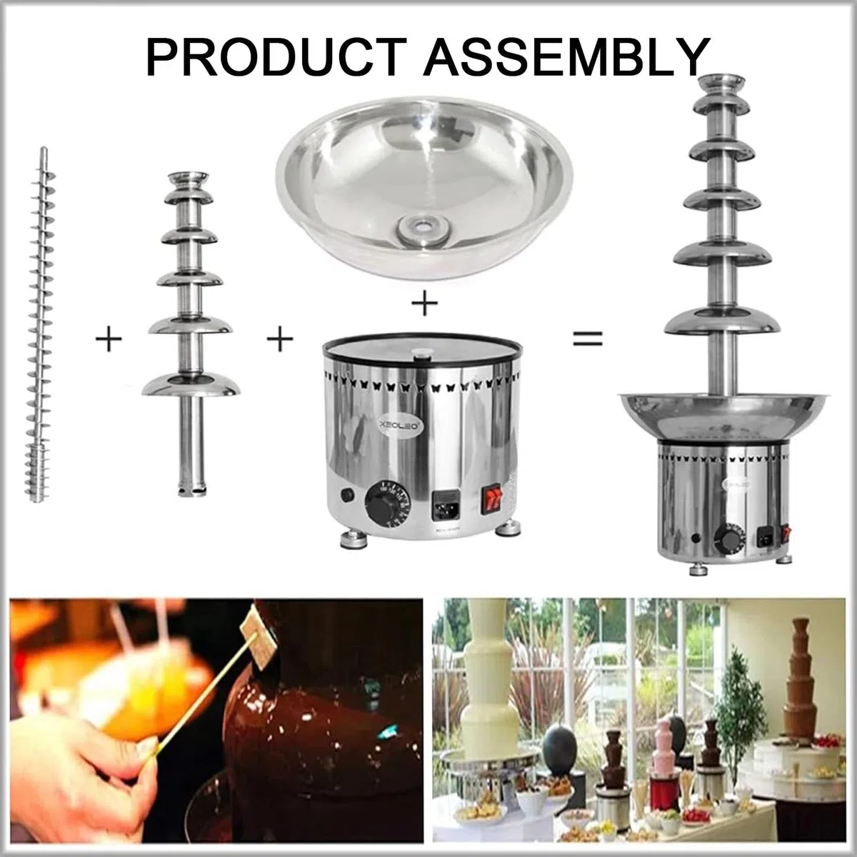 Máquina De Fuente De Chocolate. Máquina Comercial De Acero Inoxidable para Fundir Chocolate, con Capacidad para 4 Kg, Ideal para Fiestas, Restaurantes Y Bodas.,4