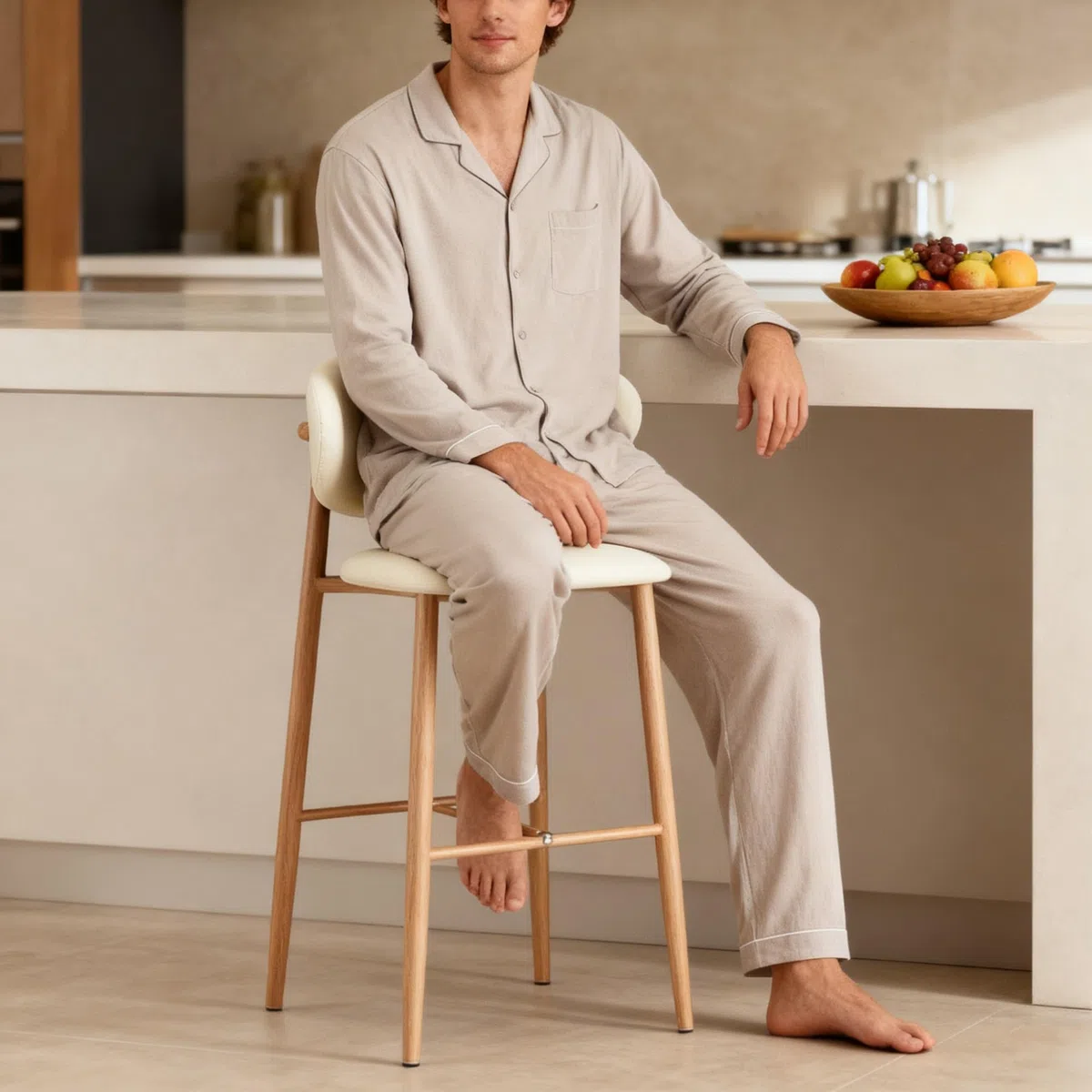 Juego de taburetes de Bar para Isla de Cocina (1/2/3/4 Unidades), Altura de mostrador, con Respaldo ergonómico de Cuero sintético, Patas de Madera Maciza, fácil Montaje, Color Blanco.