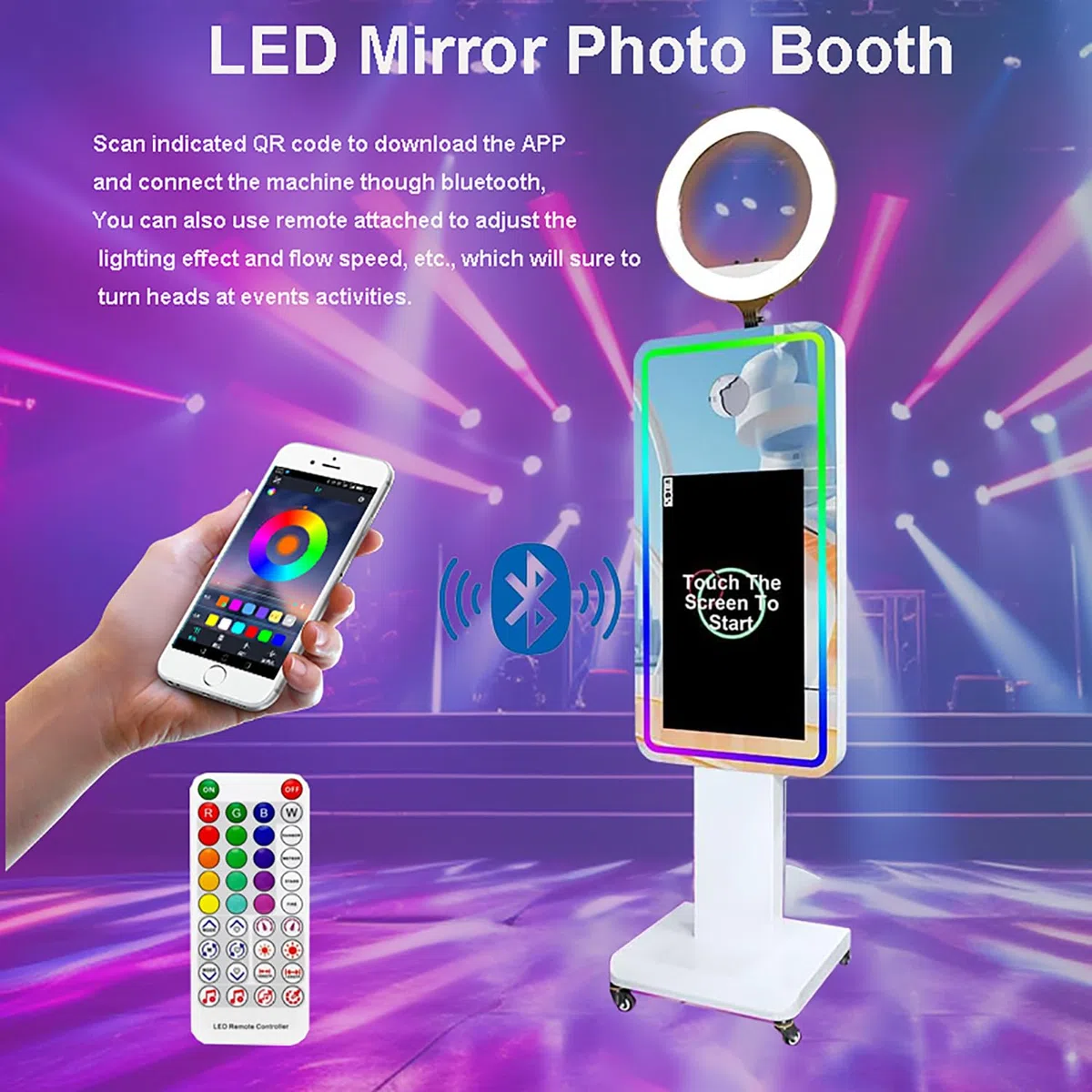 Cabina de Fotos con Espejo mágico, Pantalla táctil de 21,5 Pulgadas, DSLR, máquina de Selfies portátil para Eventos, Bodas, Fiestas, Navidad (Fotomatón con Espejo de 21,5")