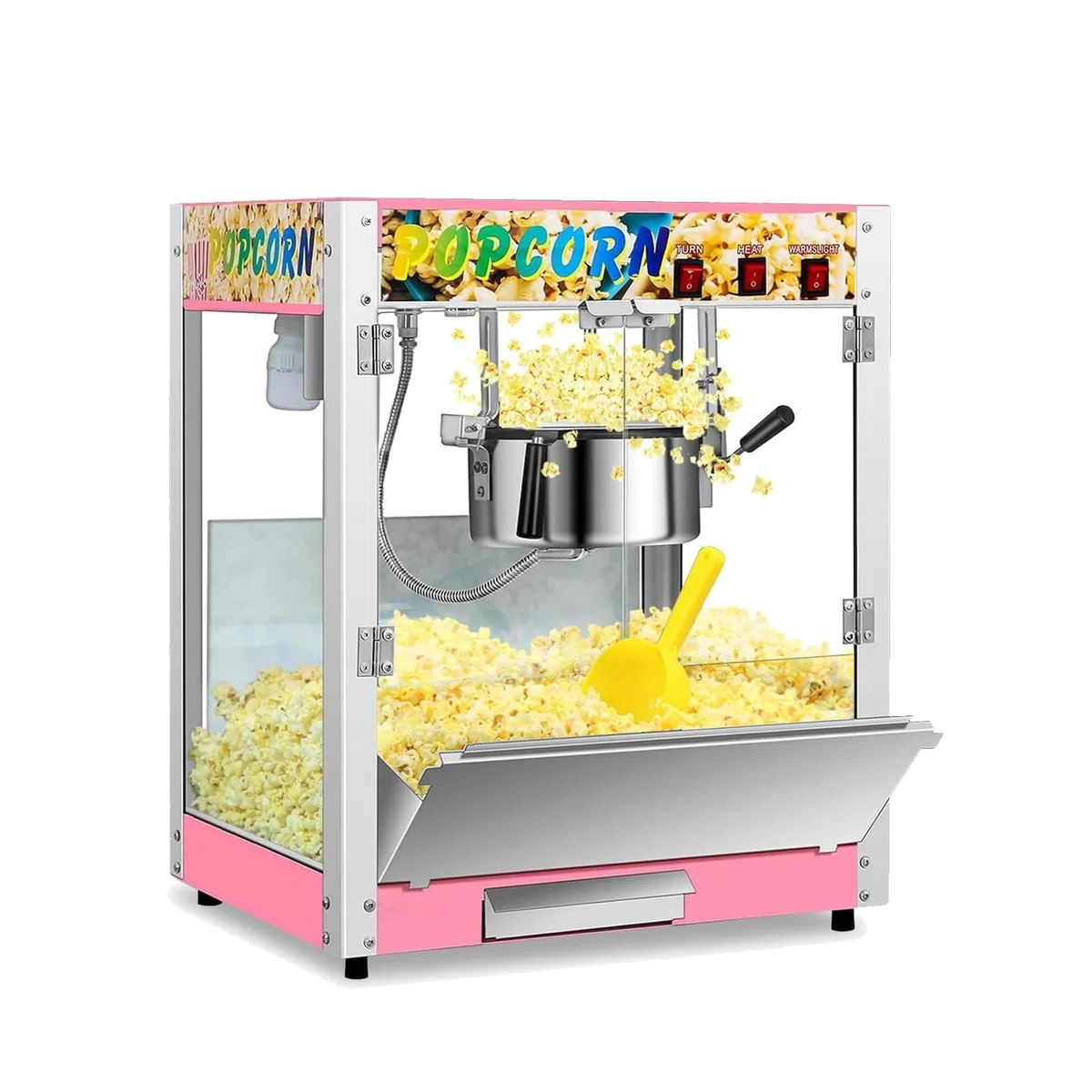 Máquina de palomitas de maíz comercial de cine vintage, máquina de palomitas de maíz comercial con hervidor de 3,5 oz, máquina para hacer palomitas de maíz profesional que prepara hasta 18 tazas par