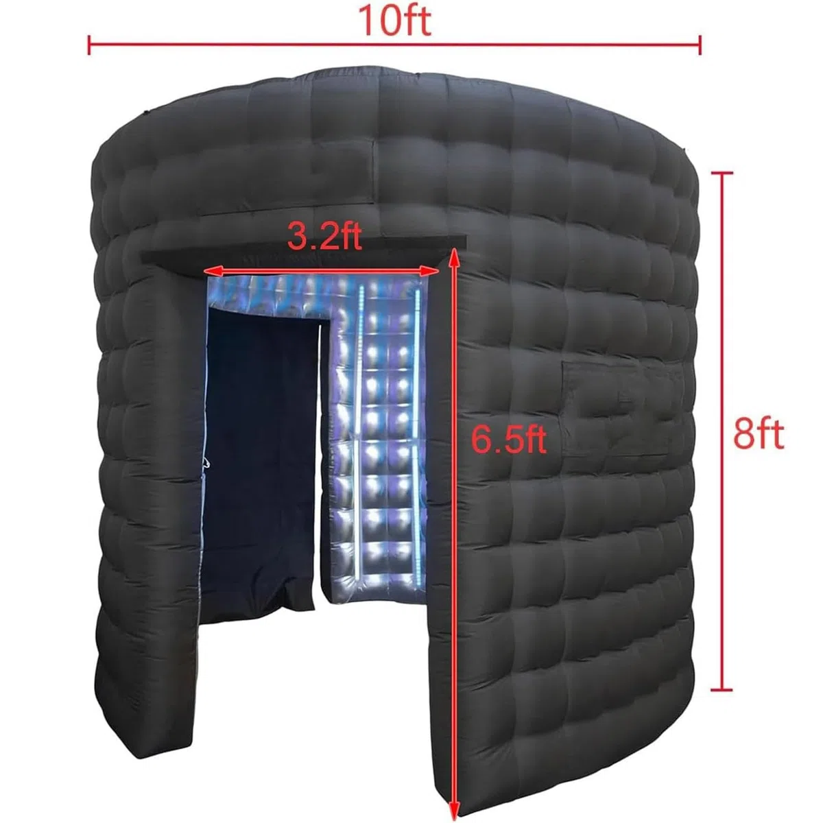 Caja Inflable para Fotomatón, Tienda De Campaña para Fotomatón, Máquina De Fotomatón 360, Telón De Fondo Interior con Luz LED, Fondo De Pared De 10 Pies, 3 Puertas+Cortina+soplador De Aire