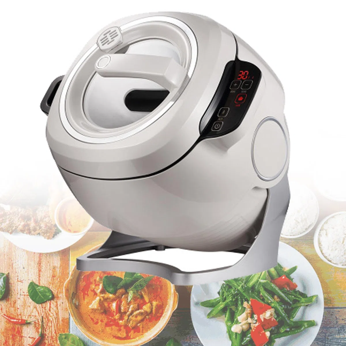 Máquina de cocción automática Inteligente con rotación de 360 Grados, procesador de Alimentos Comercial Tipo Tambor, máquina de cocción automática Multifuncional,